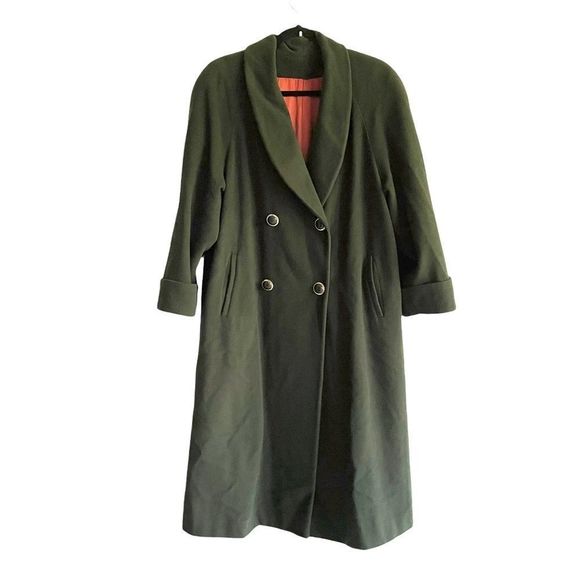 LISA FASHION Of Toronto Vintage Wool Cashmere Oversized Winter Coat Green XL - Picture 2 of 9
